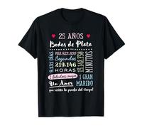 Bodas de Plata 25 años Aniversario de Boda Regalo Camiseta