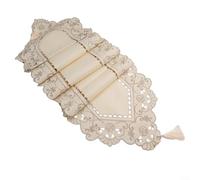 Bodas hechas hermoso camino de mesa floral impermeable con intrincado diseño bordado (40 x 220 cm)