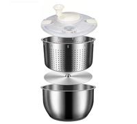 Boddceto Centrifugadora Ensaladas 6 L, Acero Inoxidable, Grande, para Lavar Verduras, con Tapa Polipropileno, para Lavar Frutas, Centrifugar Pastas y Patatas Fritas, y Secar Ensaladas