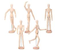Boddceto Paquete de 5 Modelos de Figuras de Arte: Maniquí de Madera de 12 Pulgadas, Maniquí de Dibujo Flexible para Dibujar, Pintar y Diseñar Figuras Articuladas