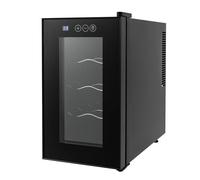 Bodega de 8 botellas de vino de 23 l, nevera pequeña con frontal de cristal, 55 W, refrigerador de vino, refrigerador de bebidas, refrigerador de bebidas con luz LED 8 - 18 °C, mini vino fridge para