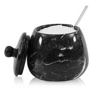 Bodega de sal de mármol con tapa de 4.5 pulgadas, tarro de sal hecho a mano negro y almacenamiento de sal de mesa para encimera de cocina, recipiente de sal ideal, plato de sal y azucarero para mesa