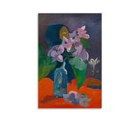 Bodegón con flores e ídolo de Paul Gauguin Artists Works Póster impreso decoración del hogar arte de pared colgante cuadro impresión decorativo habitación estética 20 x 30 cm