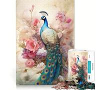 Bodegón de Pavo Real con Flores como una Pintura Rompecabezas de 1000 Piezas para Adolescentes Ayuda a Mejorar la Memoria Diseño fácil de armar Regalo conmovedor (50x75cm)