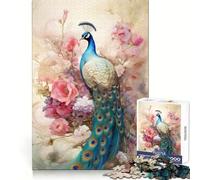 Bodegón de Pavo Real con Flores como una Pintura Rompecabezas de 1000 Piezas para Adultos Juguete de lógica Fuerte Divertido y Relajante Bordes definidos Regalo Memorable (38x52cm)