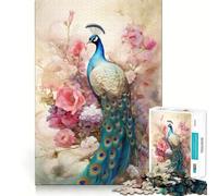 Bodegón de Pavo Real con Flores como una Pintura Rompecabezas de 1000 Piezas para Adultos Juguete de lógica Fuerte Divertido y Relajante Bordes definidos Regalo Memorable (38x52cm)