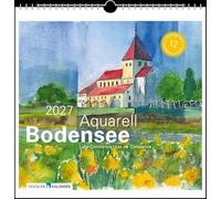 Bodensee Aquarell 2027: Postkarten-Tischkalender