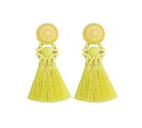 Boderier Bohemian - Pendientes colgantes con rosca de borla y botón de Cassandra