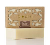 Bodhi® Jabón natural de árbol de té, 100 g, con aceite de coco y aceite esencial de árbol de té, para pieles problemáticas y piel muy seca, hecho a mano, orgánico y vegano