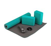 Bodhi Juego completo de iniciación de yoga, esterilla de yoga antideslizante de TPE, incluye 2 bloques de yoga de EVA (goma) y 1 correa de yoga de algodón, juego para principiantes de yoga, color azul