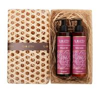 Bodhi Naturkosmetik - Set de regalo de manzana de granada (2 x 250 ml, incluye leche corporal y gel de ducha, empaquetado en una bonita caja Pandan hecha a mano)