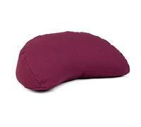 Bodhi Yogi Moon Eco - Cojín de meditación (100% algodón orgánico), diseño de media luna con relleno de trigo sarraceno, color berenjena