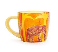 Bodhi YogiMug | Taza de yoga | Taza de cerámica Elephantasy | Taza de café (naranja y amarillo) con diseño de elefante | Taza de café, taza de té, Chai | Regalo de yogi | 300 ml