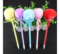 Bodhi2000 5 bolígrafos con pompones y lunares, de papelería, suministros de oficina, regalo de vuelta a la escuela, color: aleatorio