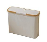 Bodhi2000 Cesta de almacenamiento de pañuelos de baño, impermeable, marco de bambú con tapa, gran capacidad, diseño plegable, fácil de instalar, soporte beige