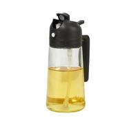 Bodhi2000 Dispensador de aceite de cocina, botella pulverizadora de vinagre, 2 en 1, de vidrio, 500 ml, control eficiente, herramienta de cocina multifunción para color negro