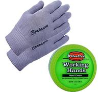 Bodiance Hand Cream for Dry Cracked Hands and Hand Repair Gloves Bundle: O'Keeffe's Working Hands Cream (Unscented no Greasy 3.2 oz.) Gel Moisturizing Gloves Men or Women (1 par Gray Unscented)