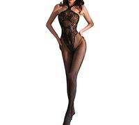 Bodis para Mujer Vestir Body Mujer Lenceria Body Lencería Sexy Ropa de Red Archivos Abiertos Leche Materna No Off Traje de pasión Medias sexys Transparentes Body Mujer Sexy Cintas (Black, One Size)