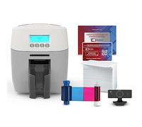Bodno Magicard 600 - Impresora de tarjetas de identificación de doble cara y suministros completos, software de identificación de paquete - Edición bronce