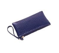 BODOBTF 1 cartera larga de piel sintética para mujer, bolso de mano con cremallera, bolsillo para teléfono y tarjeta de crédito, azul oscuro, Talla única