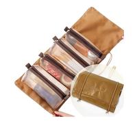 BODOBTF Bolsa de cosméticos desmontable portátil de gran capacidad 4 en 1, bolsa de maquillaje portátil plegable para viaje, neceser de almacenamiento de cosméticos, Brown, Talla única
