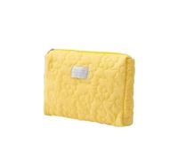 BODOBTF Bolsa de maquillaje para mujer, con patrón de flores, bolsa de cosméticos acolchada de algodón suave, bolsa de maquillaje con cremallera, bolsa grande de viaje, 1, Talla única