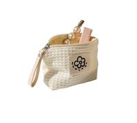 BODOBTF Bolsa de maquillaje pequeña para mujer, color verde matcha, portátil, monedero, pintalabios, auriculares, bolsa de almacenamiento, doble lona con cadena, funda para llaves, White, Talla única