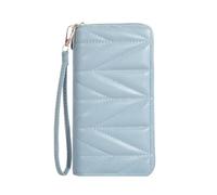 BODOBTF Cartera larga acolchada de moda para mujer, monedero con cremallera alrededor, múltiples ranuras para tarjetas, bolsa para teléfono móvil, Blue, Talla única