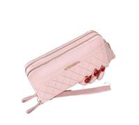 BODOBTF Cartera larga para mujer, monedero con borlas, monedero, tarjetero, doble cremallera, piel sintética, bolso de mano de lujo para dinero y teléfono, A-rosa, Talla única