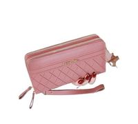 BODOBTF Cartera larga para mujer, monedero con borlas, monedero, tarjetero, doble cremallera, piel sintética, bolso de mano de lujo para dinero y teléfono, A-rosa oscuro, Talla única