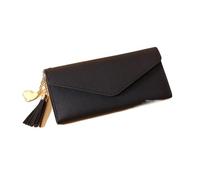 BODOBTF Carteras simples con cremallera para mujer, color negro, blanco, gris, rojo, de sección larga, cartera de mano de piel sintética suave, negro 1, Talla única