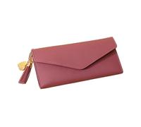BODOBTF Carteras simples con cremallera para mujer, color negro, blanco, gris, rojo, de sección larga, cartera de mano de piel sintética suave, Rosa Oscuro 1, Talla única