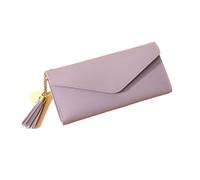 BODOBTF Carteras simples con cremallera para mujer, color negro, blanco, gris, rojo, de sección larga, cartera de mano de piel sintética suave, Morado 1, Talla única