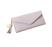 BODOBTF Carteras simples con cremallera para mujer, color negro, blanco, gris, rojo, de sección larga, cartera de mano de piel sintética suave, Gris 1, Talla única