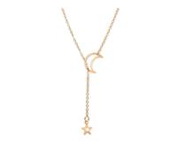 BODOBTF Gargantilla simple con colgante de luna y estrella, collar de cadena de aleación de color dorado para mujer, joyería de fiesta, talla única, Ágata