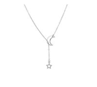 BODOBTF Gargantilla simple con colgante de luna y estrella, collar de cadena de aleación de color dorado para mujer, joyería de fiesta, talla única, Ágata
