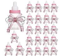 Bodosac 24 botellas de alimentación para baby shower, caja de dulces para decoración de ducha de bebé, color rosa