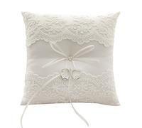 Bodosac - Almohada de Encaje para Anillos de Boda, con Perlas, 8.26 Pulgadas