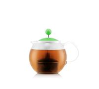 Bodum Assam 1823-538B Prensa de té con mango de vidrio y tapa de plástico de colores, 0,5 l, 17 onzas