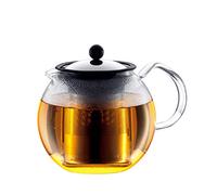 Bodum Tetera con pistón de vidrio Assam 1801-16 1L filtro y tapa de acero inoxidable brillante