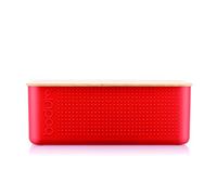 Bodum Bistro 11555-04 - Caja para pan (tamaño grande, tapa de bambú, 24 x 37 x 14 cm), color rojo