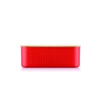 Bodum Bistro 11740-04 - Caja para pan (tamaño pequeño, tapa de bambú, 19 x 29 x 11 cm), color rojo