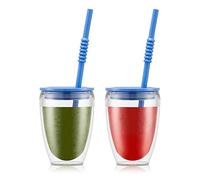 Bodum K11849-448SA-448-Y21 PAVINA TO GO 2 vasos, de plástico, con doble pared, 0.3 l (10 oz) con tapa.