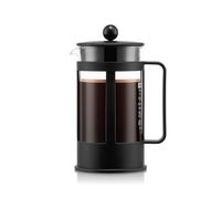 Bodum Cafetera de émbolo Kenya – 1 l (8 tazas) Acero inoxidable, vidrio borosilicato, negro