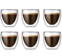 Bodum Pavina - Juego de 6 vasos de espresso (80 ml, válvula patentada)