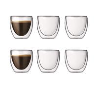 Bodum Pavina - Set de 6 vasos térmicos, 0,08 l, cristal borosilicato, transparentes