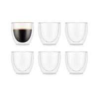Bodum Pavina - Set de 6 vasos térmicos, 0,08 l, cristal borosilicato, transparentes