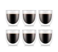 Bodum Pavina - Set de 6 Vasos térmicos, 0,25 l, borosilicato, Transparentes