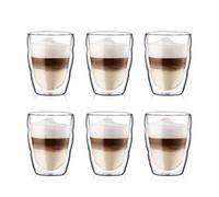 Bodum Pilatus - Set de 6 Vasos térmicos, 0,25 l, borosilicato, Transparentes