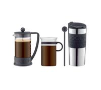 Bodum Set de café con cafetera de émbolo. taza. taza de viaje y cuchara negro